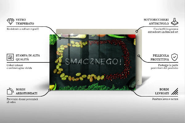 Herdabdeckung Aufschrift Smacznego!