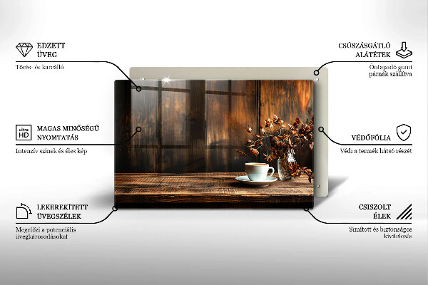Abdeckung induktionskochfeld Kaffeetasse und Holz