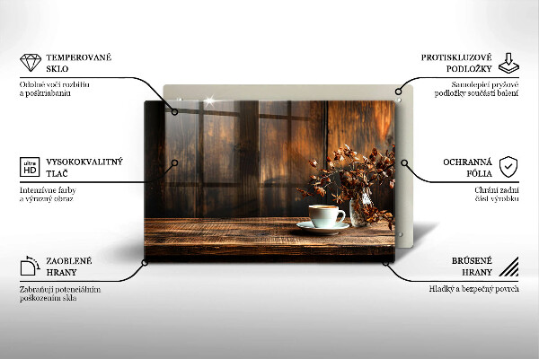 Abdeckung induktionskochfeld Kaffeetasse und Holz