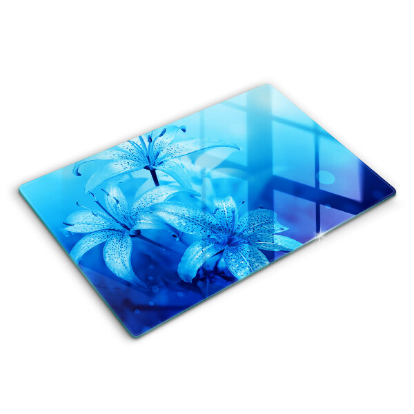 Herdabdeckplatte glas Blaue Blumen