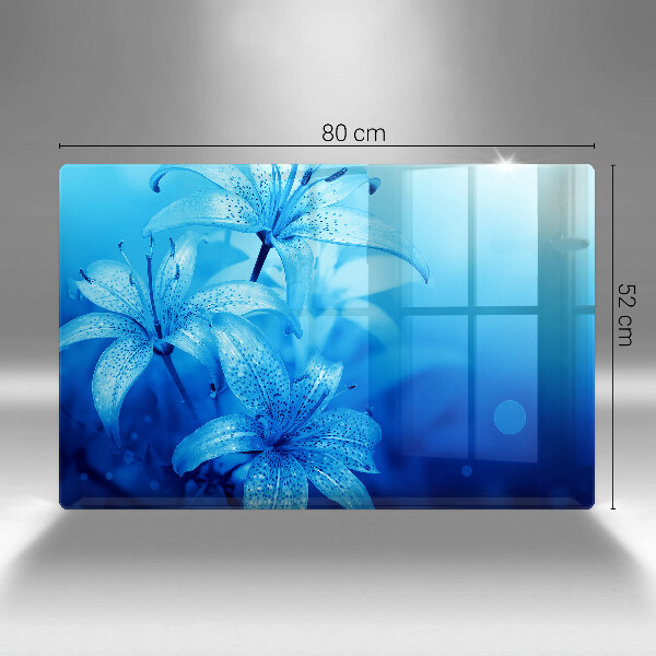 Herdabdeckplatte glas Blaue Blumen