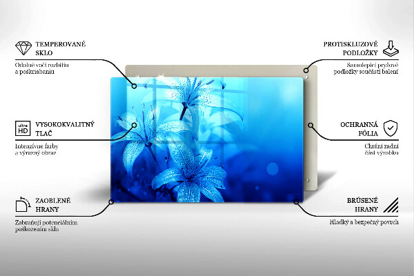 Herdabdeckplatte glas Blaue Blumen