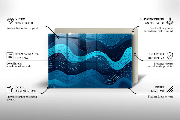 Herdabdeckplatte glas Abstrakte Wellen