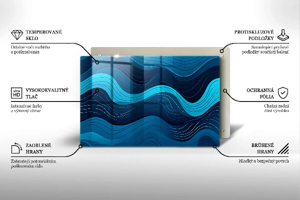 Herdabdeckplatte glas Abstrakte Wellen
