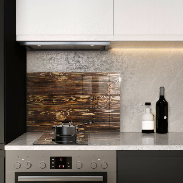 Herdabdeckplatte glas Holzstruktur