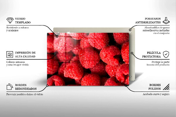 Herdabdeckplatte glas Himbeerfrucht