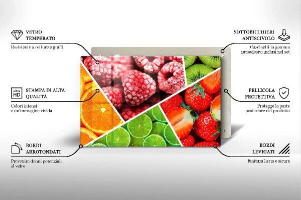 Herdabdeckplatte glas Bunte Früchte