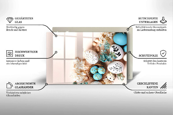 Herdabdeckplatte glas Osterdekorationen