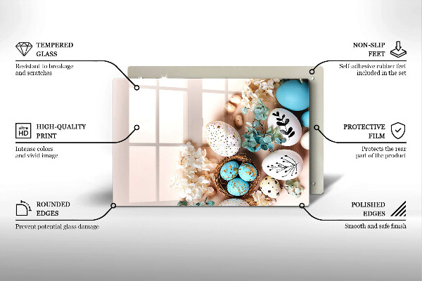 Herdabdeckplatte glas Osterdekorationen