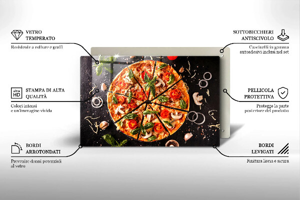 Herdabdeckplatte glas Pizza mit Pilzen