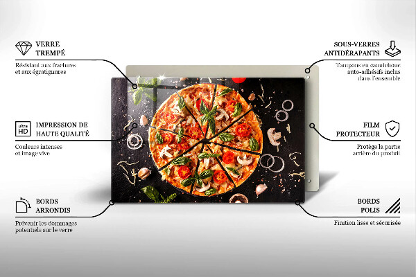 Herdabdeckplatte glas Pizza mit Pilzen