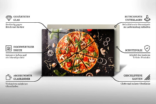 Herdabdeckplatte glas Pizza mit Pilzen