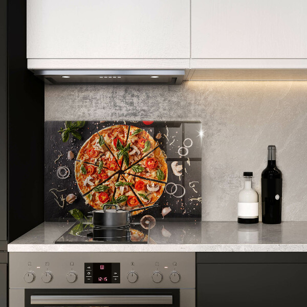 Herdabdeckplatte glas Pizza mit Pilzen