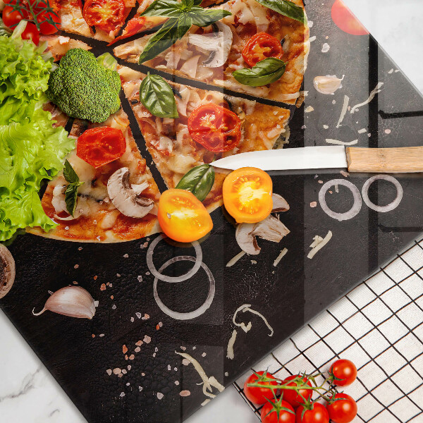 Herdabdeckplatte glas Pizza mit Pilzen