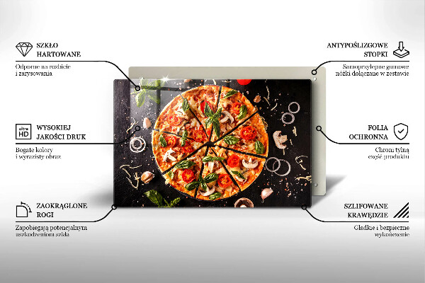 Herdabdeckplatte glas Pizza mit Pilzen