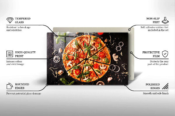 Herdabdeckplatte glas Pizza mit Pilzen