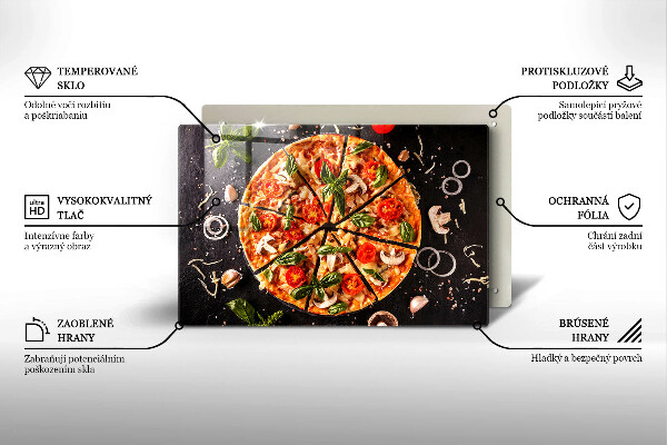 Herdabdeckplatte glas Pizza mit Pilzen
