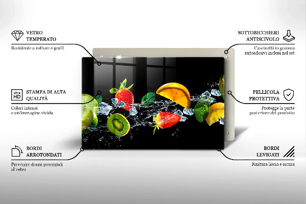 Herdabdeckplatte glas Früchte im Wasser