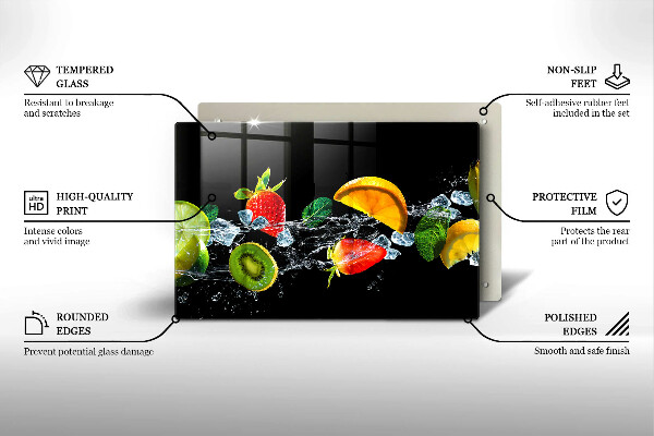 Herdabdeckplatte glas Früchte im Wasser