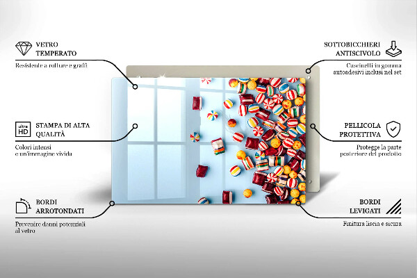 Herdabdeckplatte glas Bunte Bonbons