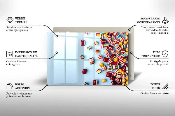 Herdabdeckplatte glas Bunte Bonbons