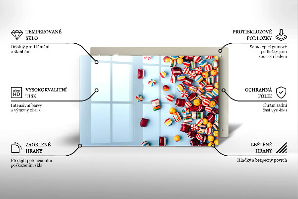 Herdabdeckplatte glas Bunte Bonbons