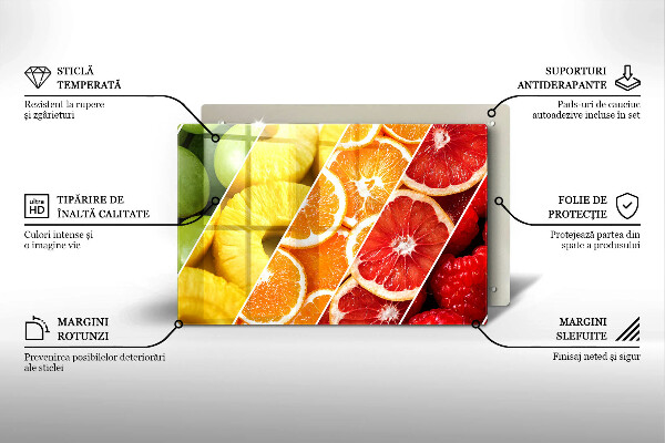Herdabdeckplatte glas Bunte Früchte
