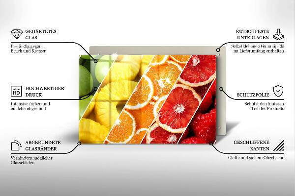 Herdabdeckplatte glas Bunte Früchte