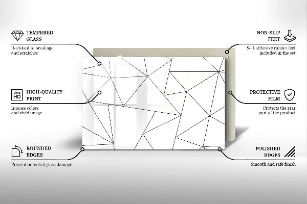 Herdabdeckplatte glas Weiße Dreiecke