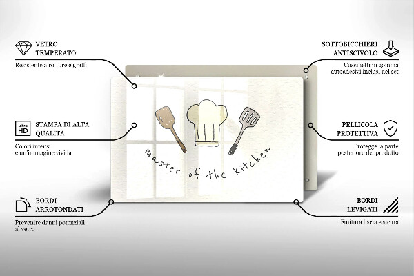 Herdabdeckplatte glas Master of the Kitchen