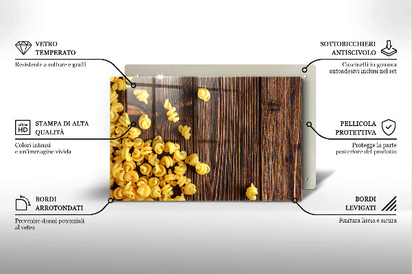 Herdabdeckplatte glas Nudeln auf dem Tisch