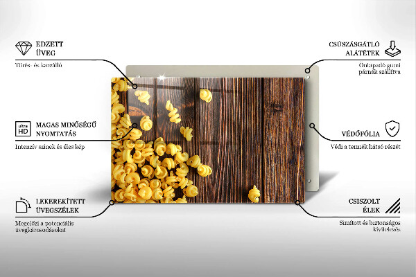 Herdabdeckplatte glas Nudeln auf dem Tisch