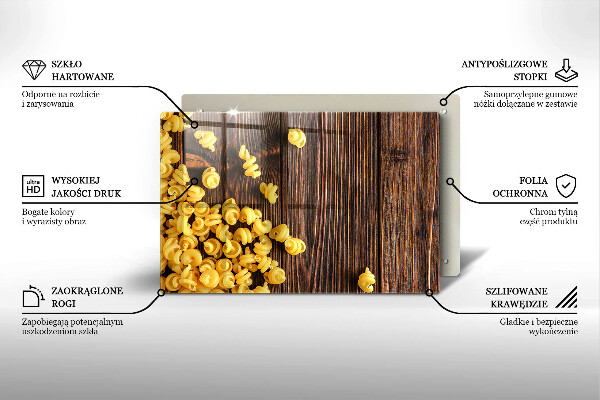 Herdabdeckplatte glas Nudeln auf dem Tisch