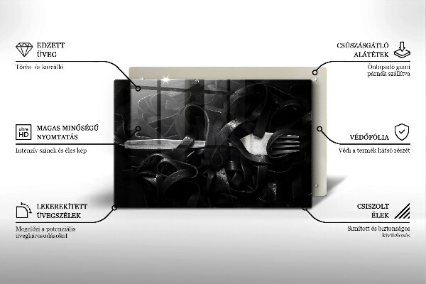 Herdabdeckplatte glas Schwarze Tagliatelle-Nudeln
