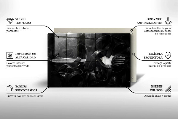 Herdabdeckplatte glas Schwarze Tagliatelle-Nudeln