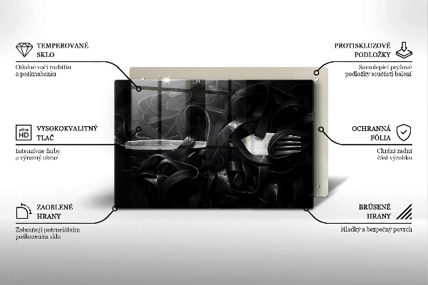 Herdabdeckplatte glas Schwarze Tagliatelle-Nudeln