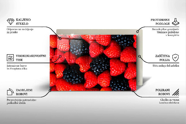 Herdabdeckplatte glas Himbeeren und Brombeeren