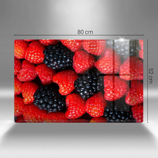 Herdabdeckplatte glas Himbeeren und Brombeeren