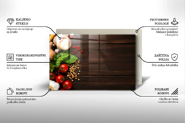 Herdabdeckplatte glas Gemüse auf dem Tisch