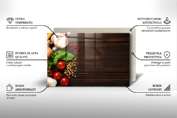 Herdabdeckplatte glas Gemüse auf dem Tisch