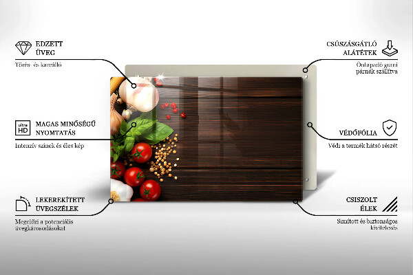 Herdabdeckplatte glas Gemüse auf dem Tisch