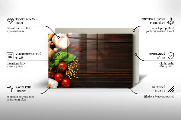 Herdabdeckplatte glas Gemüse auf dem Tisch