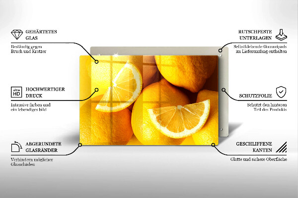 Herdabdeckplatte glas Saftige Zitronen