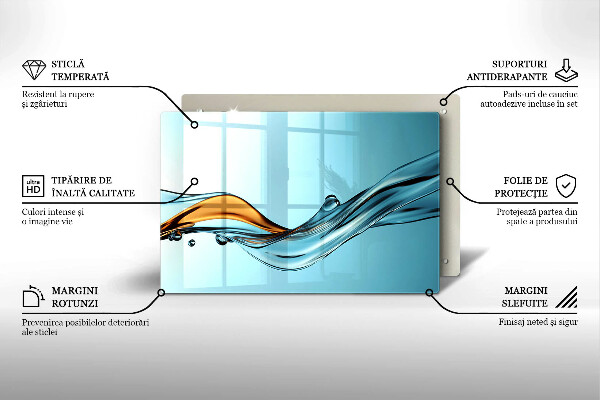 Herdabdeckplatte glas Wasser auf blauem Hintergrund