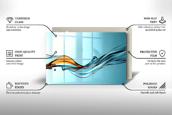 Herdabdeckplatte glas Wasser auf blauem Hintergrund