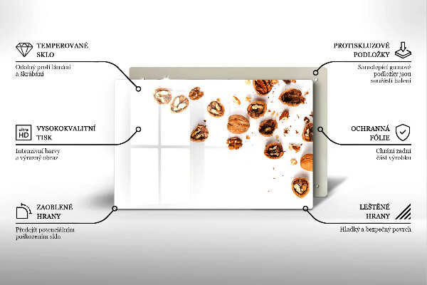 Herdabdeckplatte glas Nüsse auf weißem Hintergrund