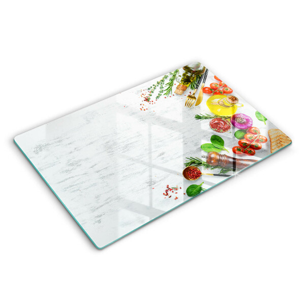 Herdabdeckplatte glas Gemüse und Gewürze