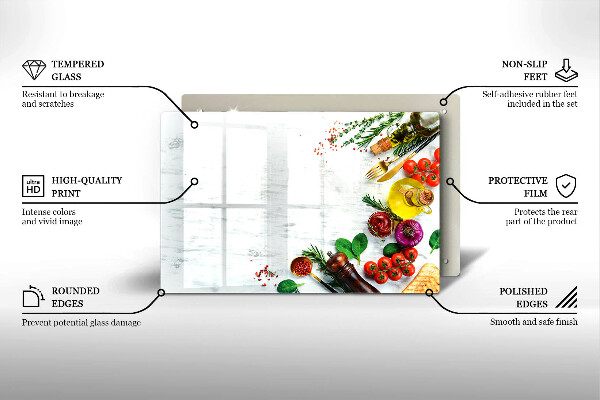 Herdabdeckplatte glas Gemüse und Gewürze