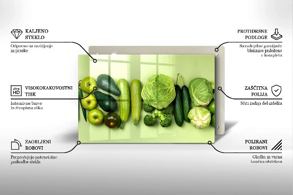 Herdabdeckplatte glas Grünes Obst und Gemüse