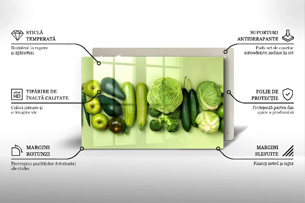 Herdabdeckplatte glas Grünes Obst und Gemüse